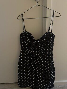 Zara Black & White Polka Dot Mini Dress | Bustier Sweetheart | Size M